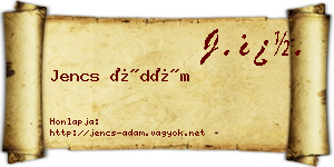 Jencs Ádám névjegykártya