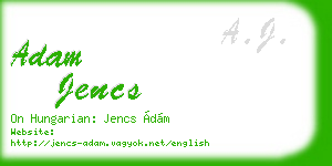 adam jencs business card